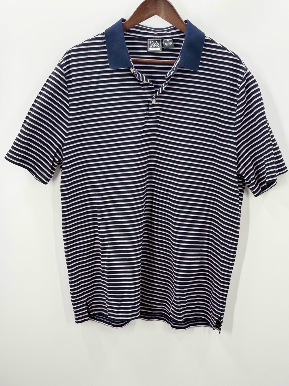 360 Jos. A. Bank Large Navy Purple and White Striped Polo